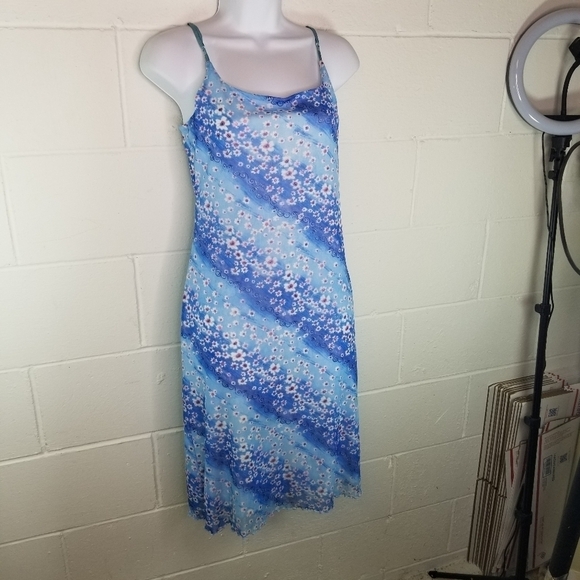 Vtg 90s y2k floral mesh sleeveless boho dress - Picture 4 of 11